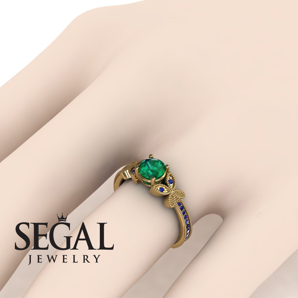 The Butterfly Stairs Green Emerald Ring- Amelia no. 7